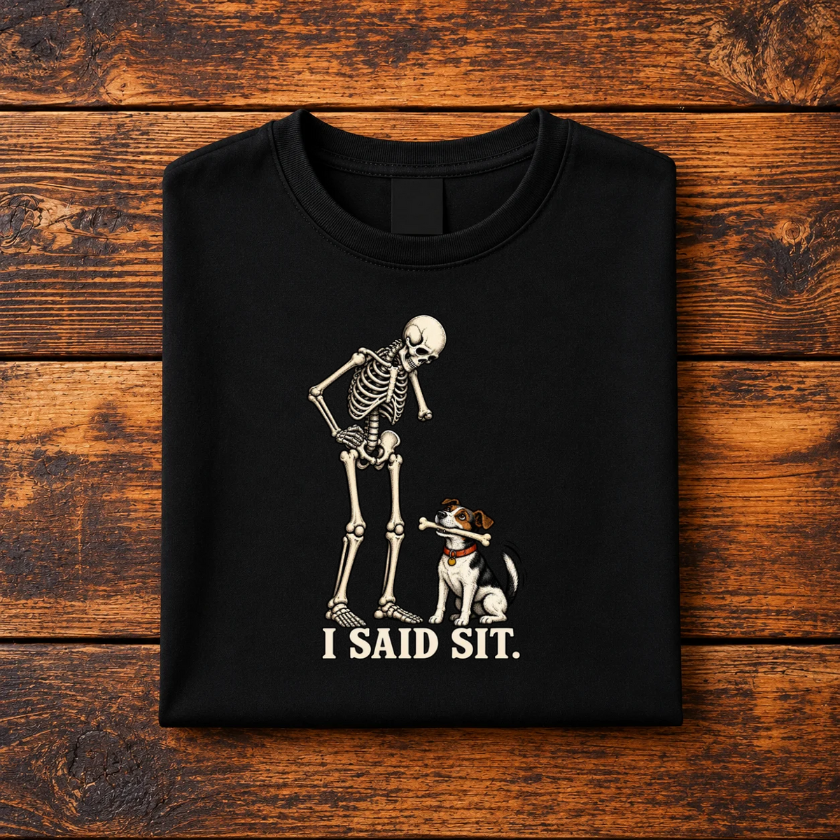 I SAID IT - FUNNY SKELETON & DOG GRAPHIC T-SHIRT