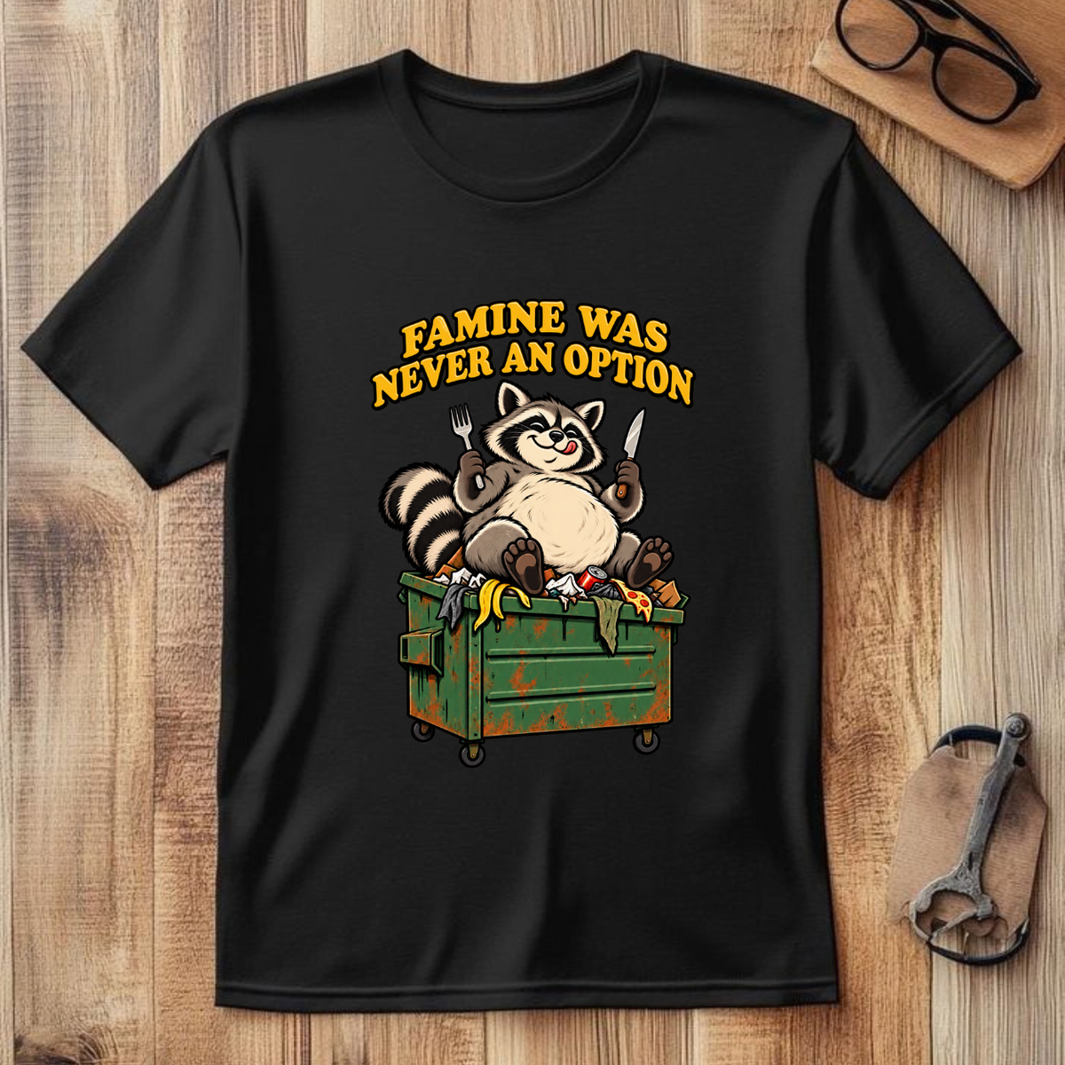 MIVZA FAMINE WAS NEVER AN OPTION – DARK HUMOUR RACOON OVERSIZED T-SHIRT