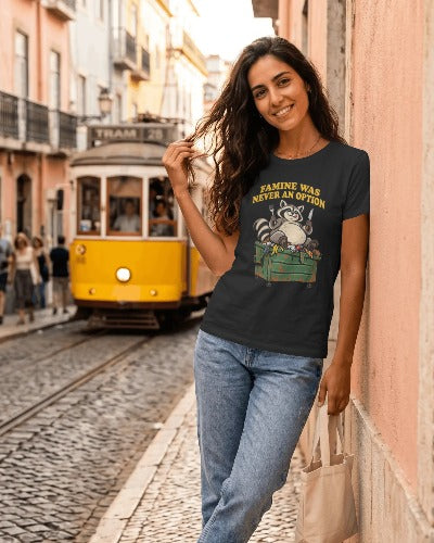 MIVZA FAMINE WAS NEVER AN OPTION – DARK HUMOUR RACOON OVERSIZED T-SHIRT